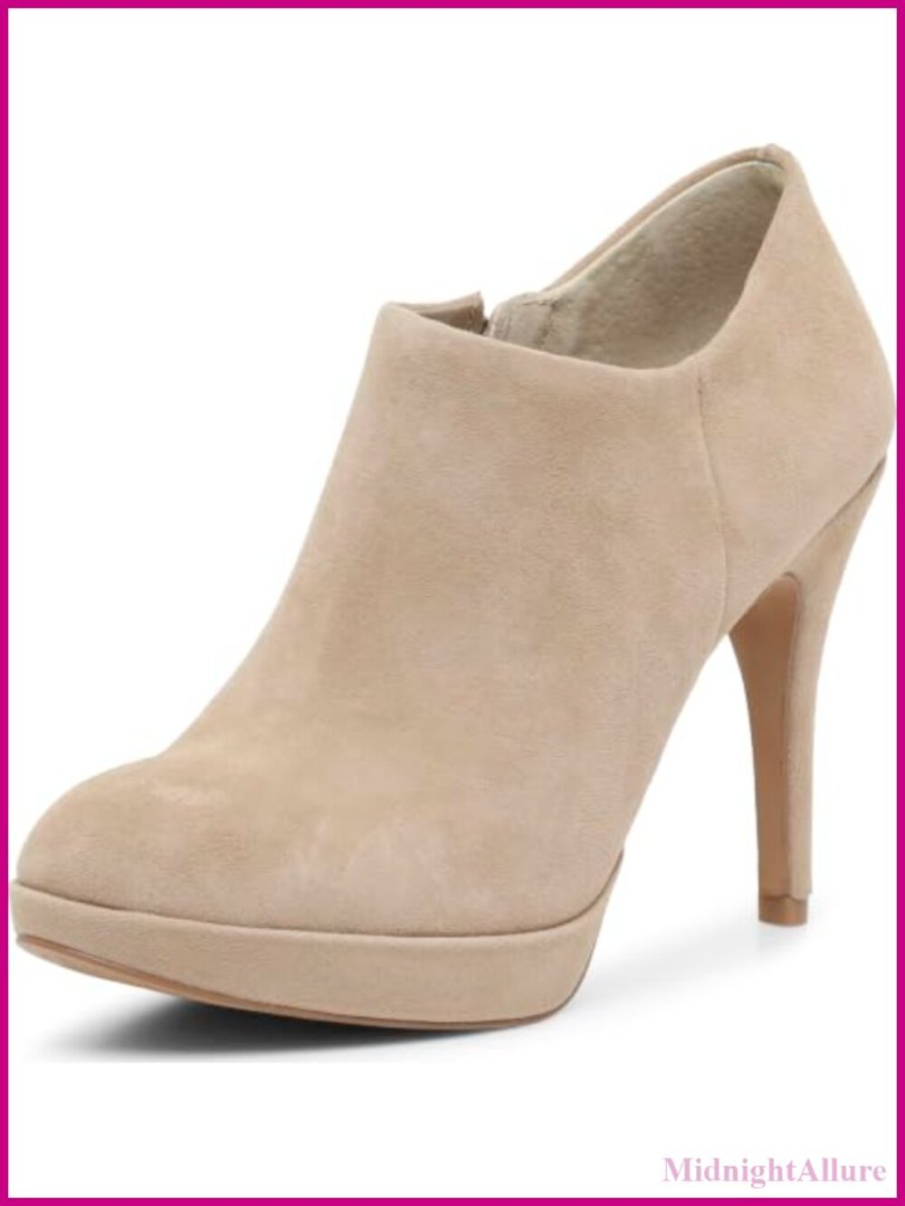 Women's Leather Platform Ankle Bootie Almond Toe Zip Stiletto Heel